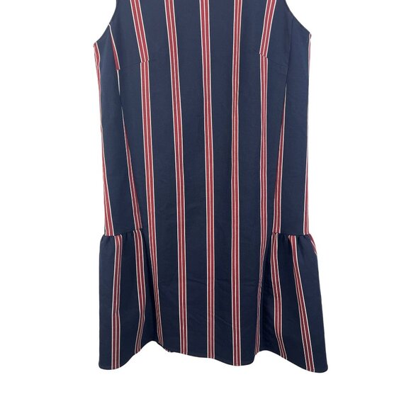 Halogen Navy Red Striped Sleeveless Mini Shift Dress Women’s XS Work Casual - Picture 3 of 12